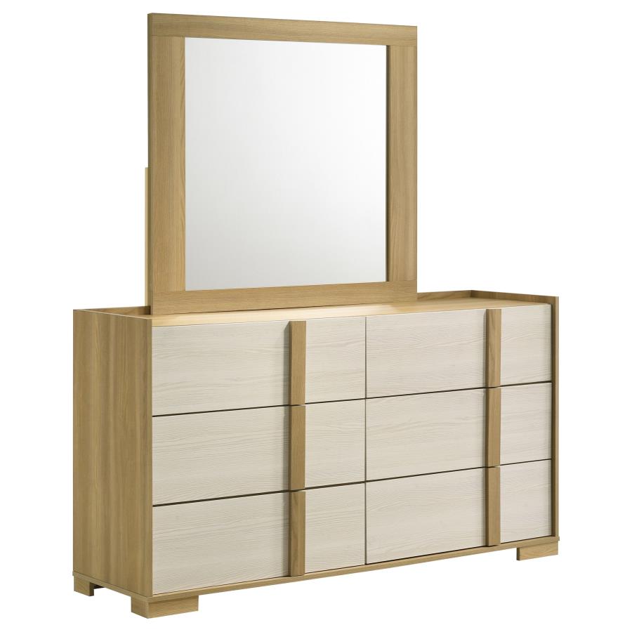 Hyland Dresser with Mirror, Chest, Nightstand and Mirror with Natural