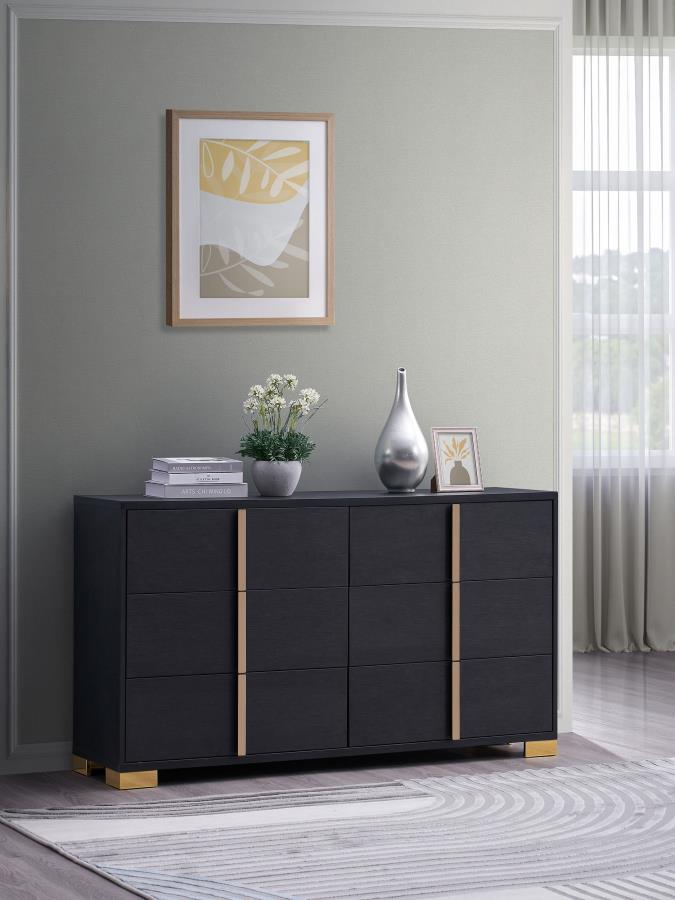black contemporary dresser Marceline 6-drawer Dresser Black