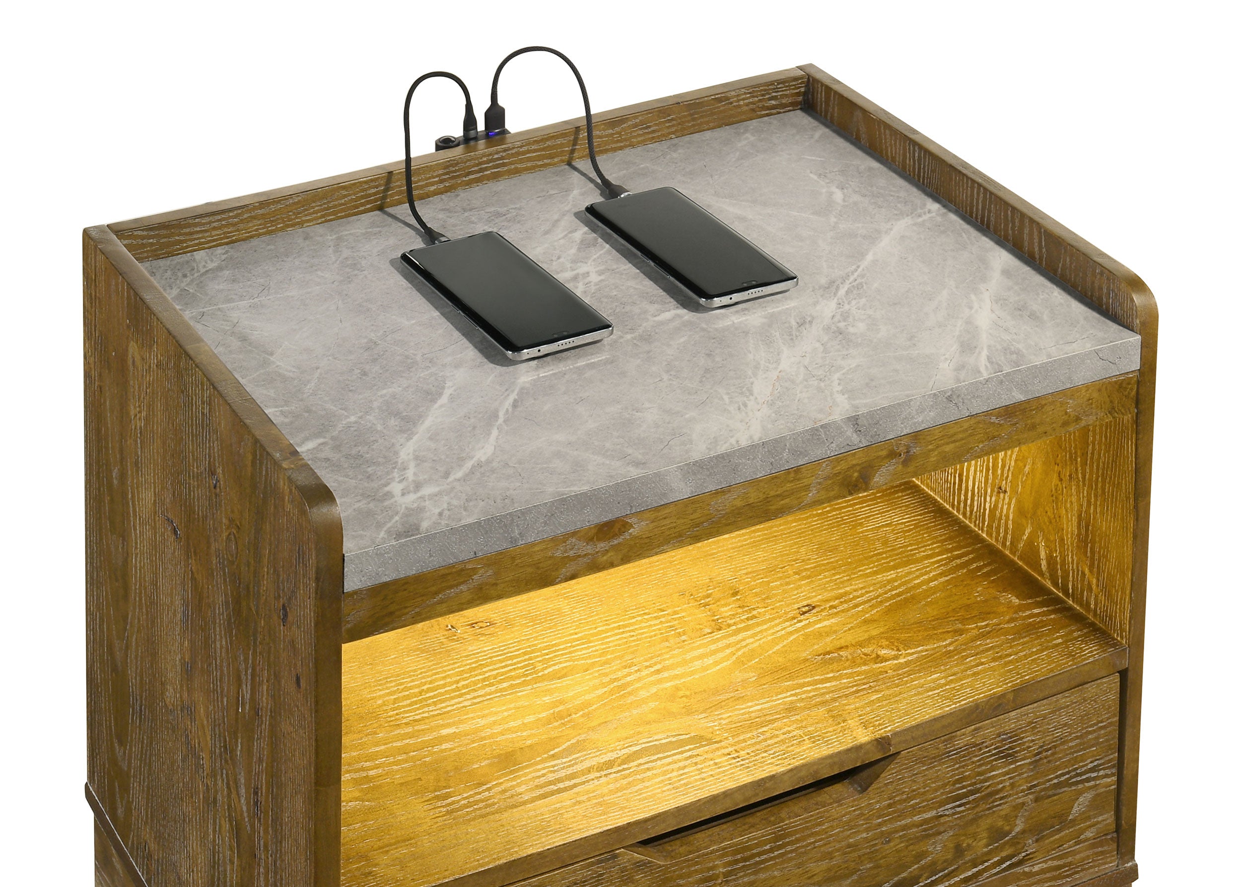 Henderson Medium Oak Dresser with Mirror, Chest, Nightstand and Mirror