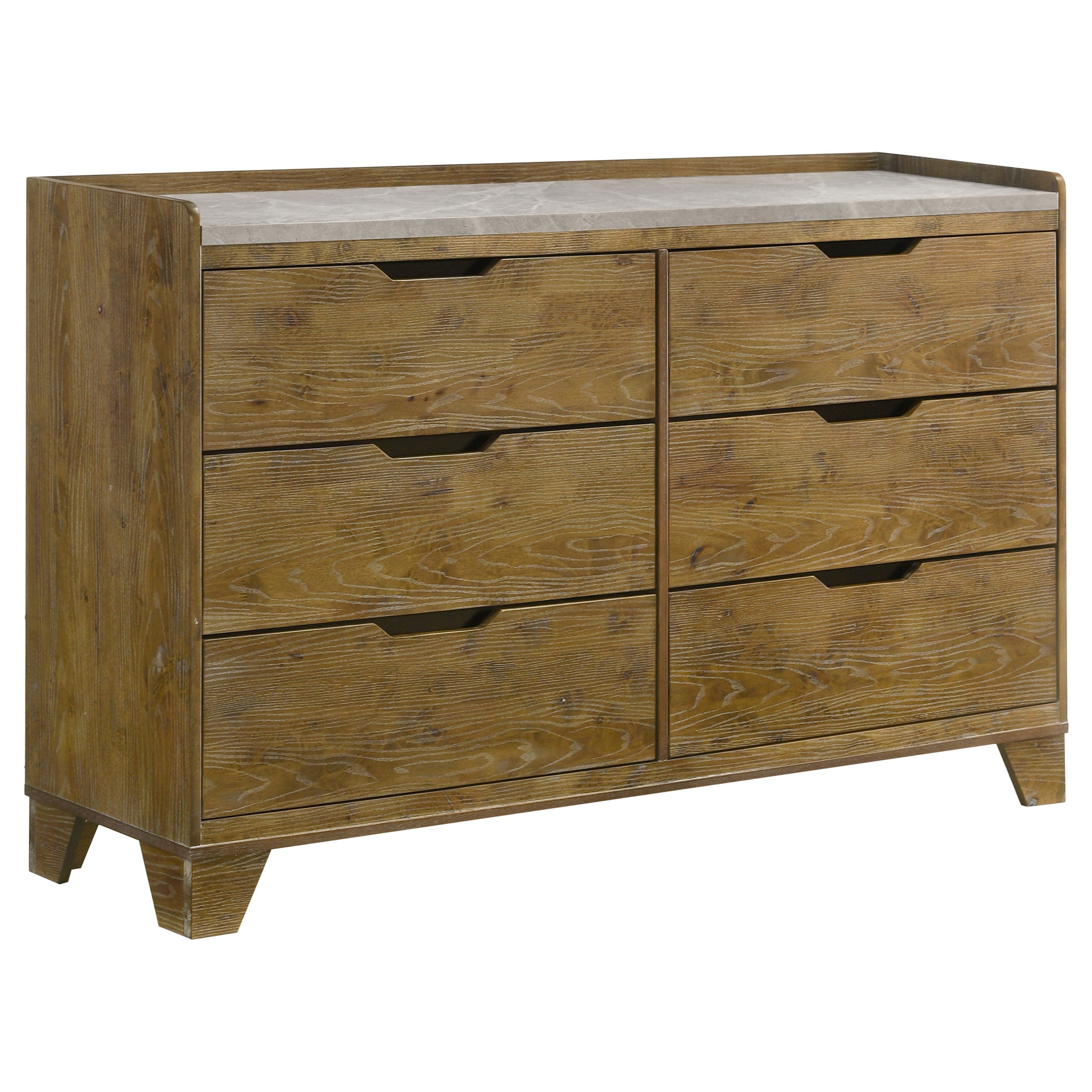 Henderson Medium Oak Dresser with Mirror, Chest, Nightstand and Mirror