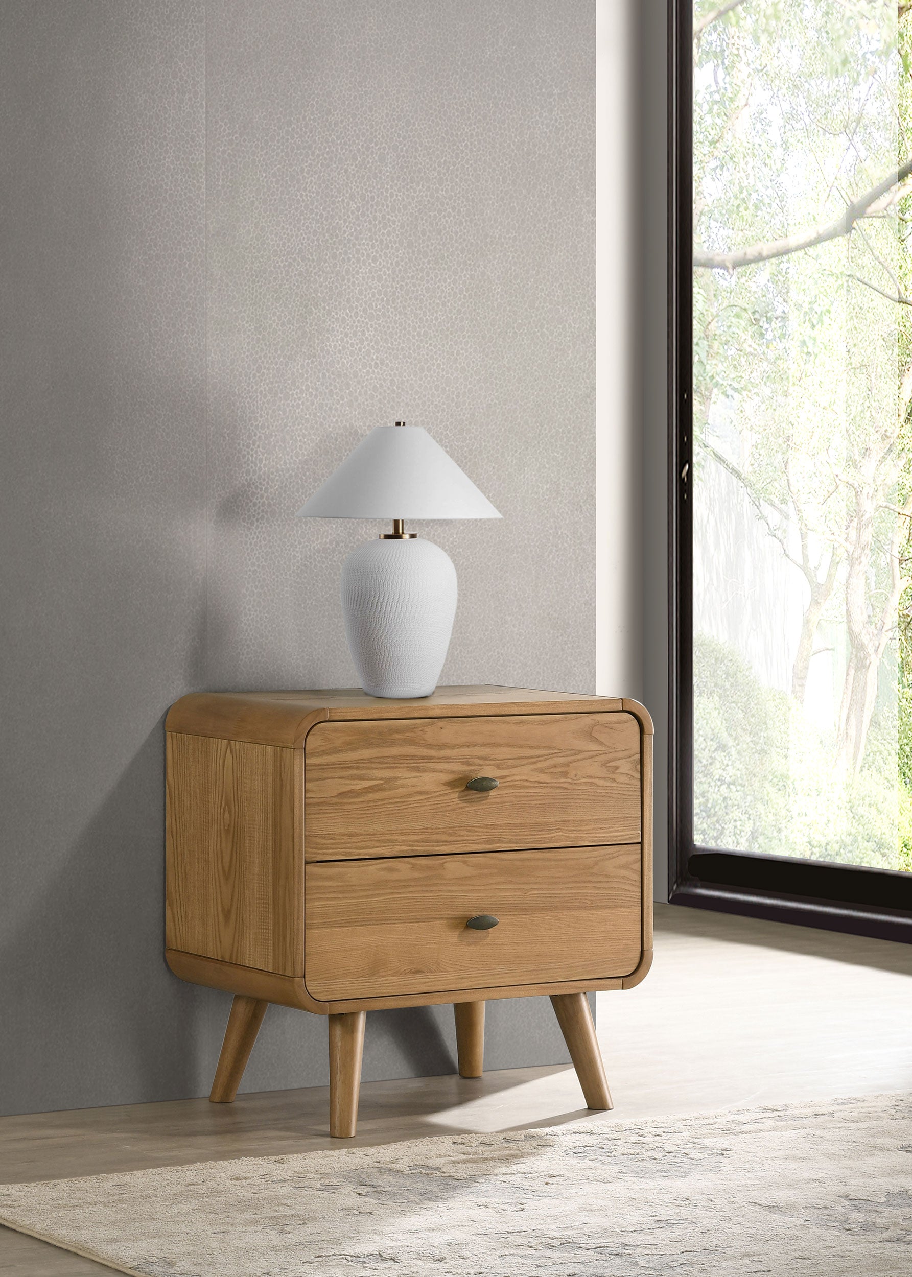Robyn Light Ash Dresser with Mirror, Chest, Nightstand and Mirror with Natural