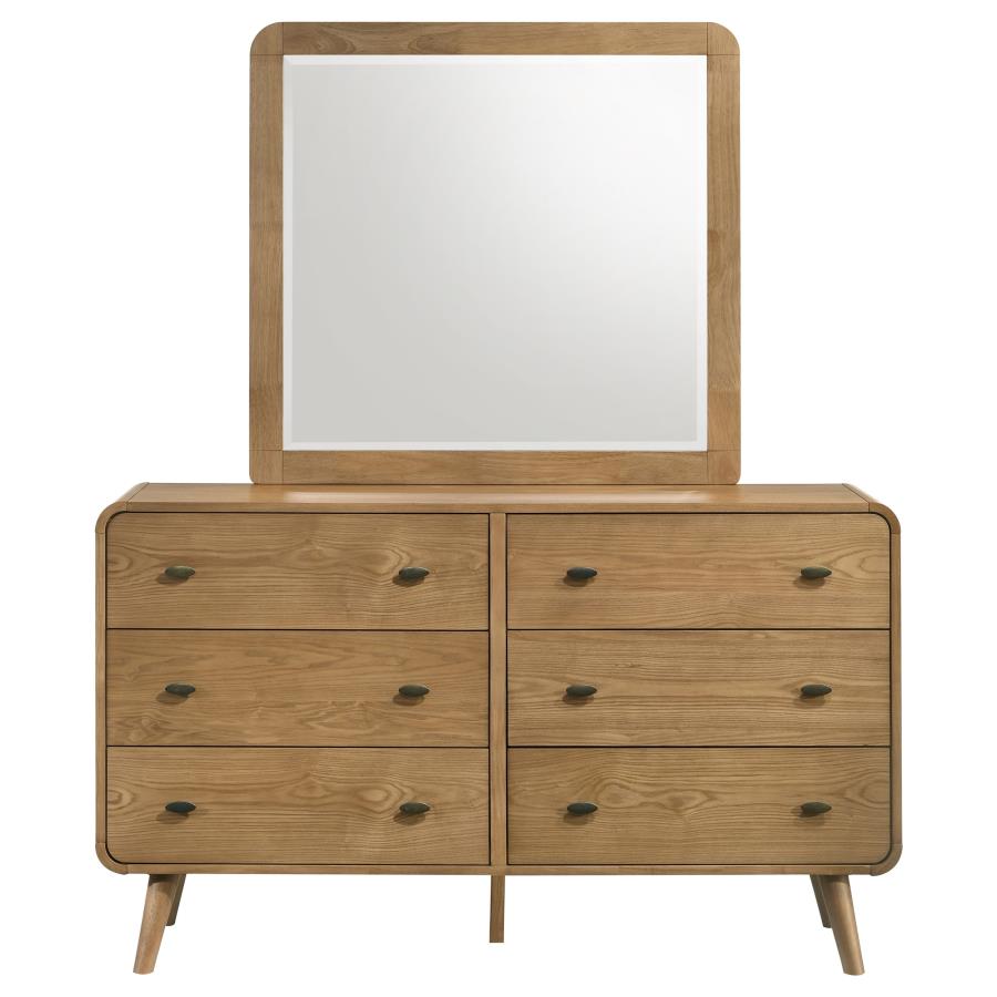 Robyn Light Ash Dresser with Mirror, Chest, Nightstand and Mirror with Natural