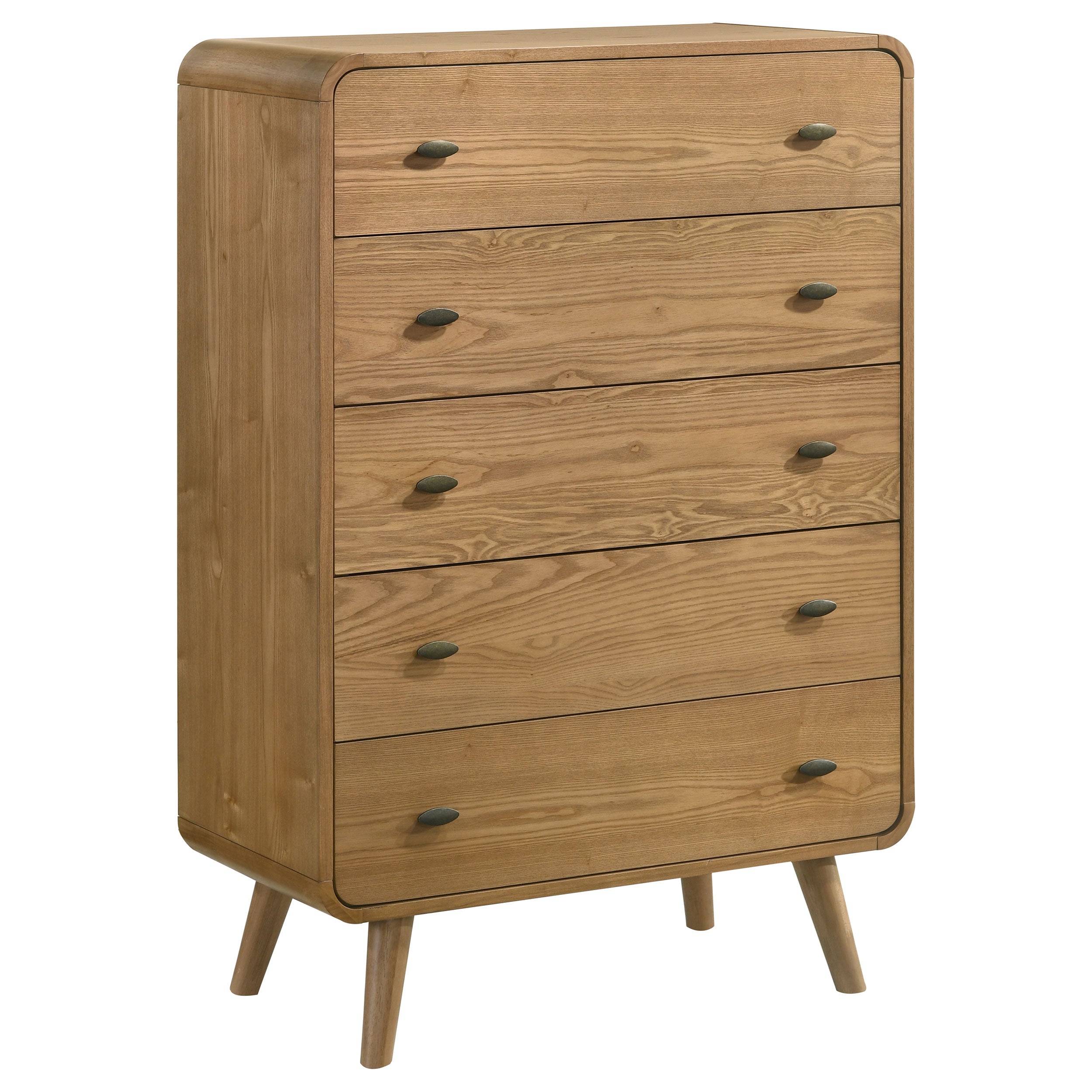 Robyn Light Ash Dresser with Mirror, Chest, Nightstand and Mirror with Natural