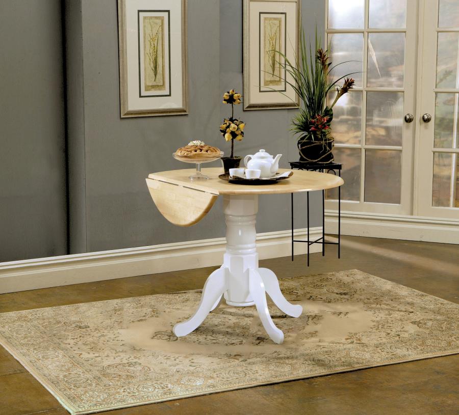 Round 40-inch Drop Leaf Extension Dining Table White