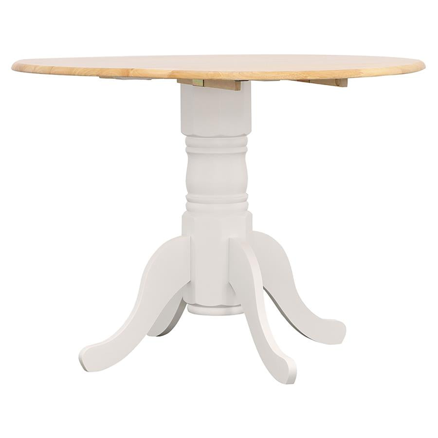 Round 40-inch Drop Leaf Extension Dining Table White