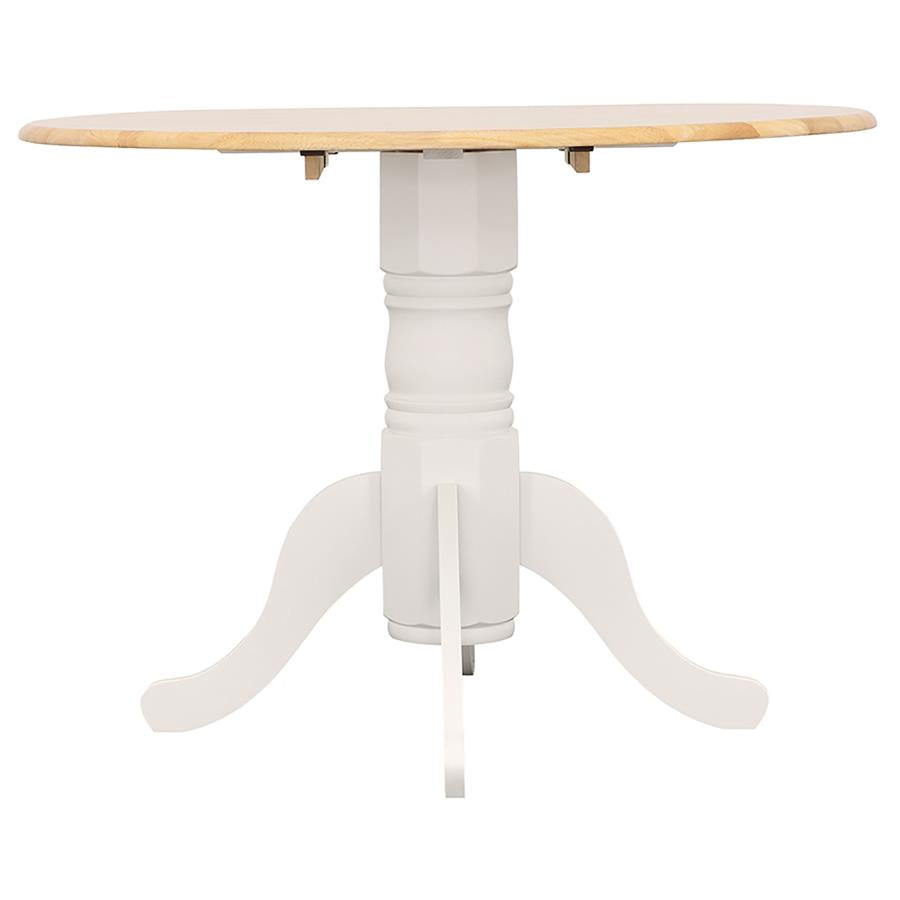 Round 40-inch Drop Leaf Extension Dining Table White