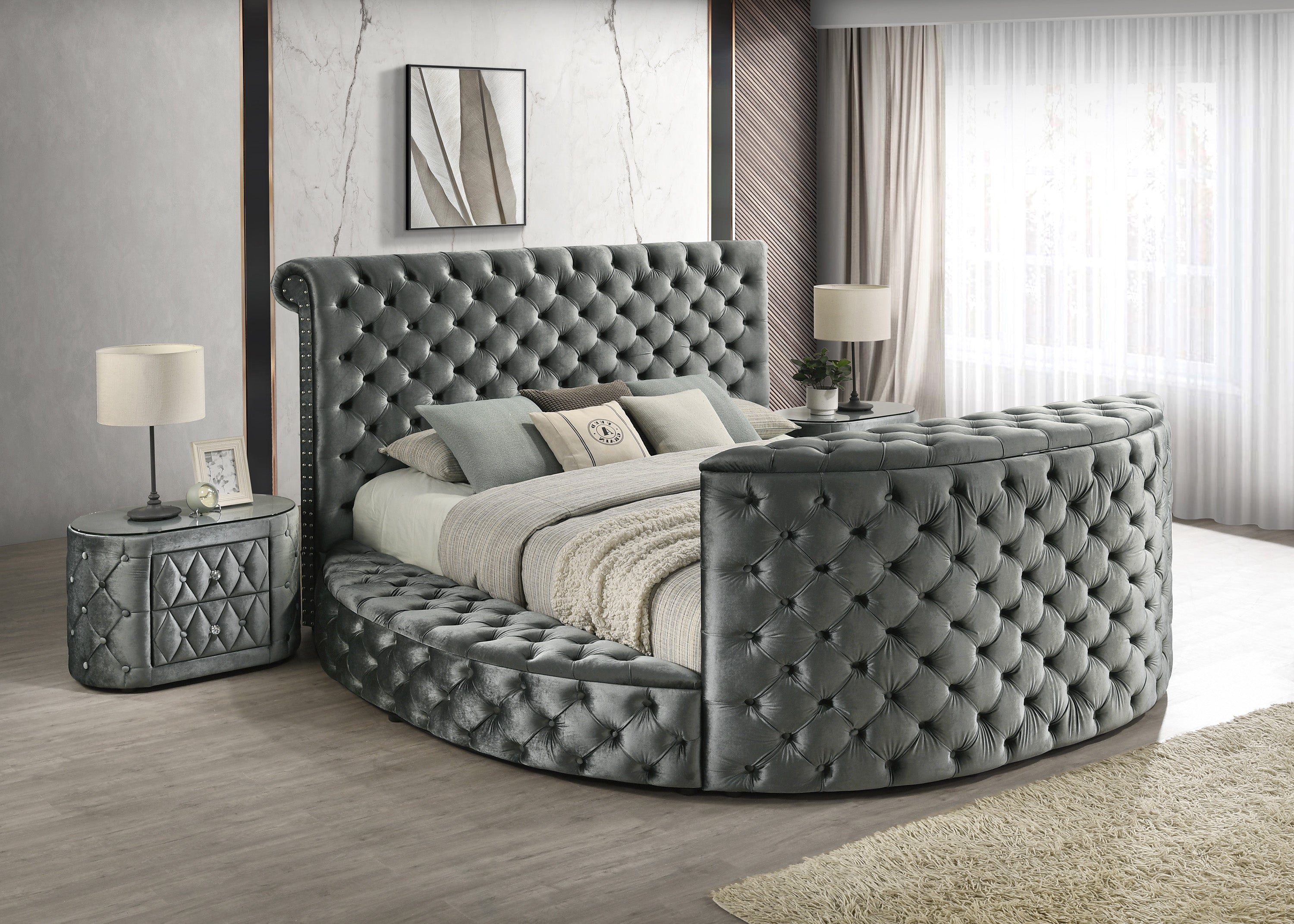 The Voltare Futuristic Bed - Grey
