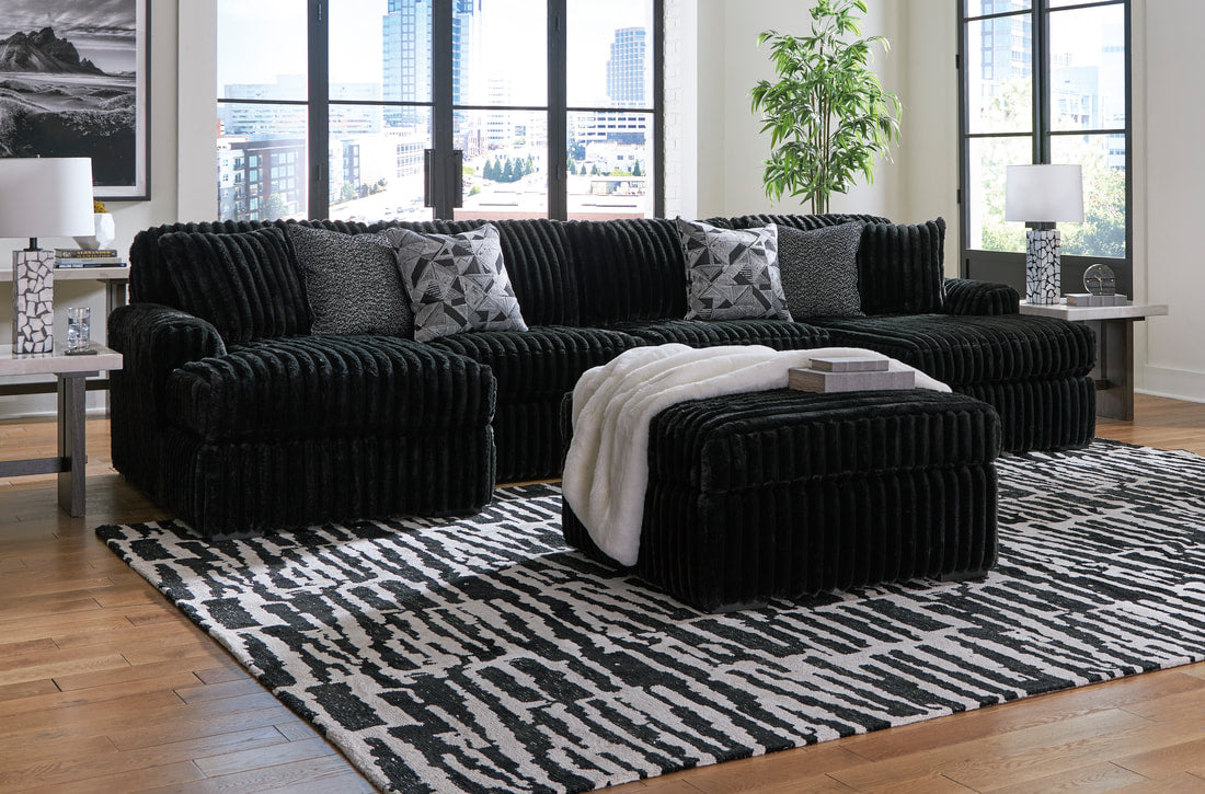 Ashley Black Double Chaise Oversized Sectional