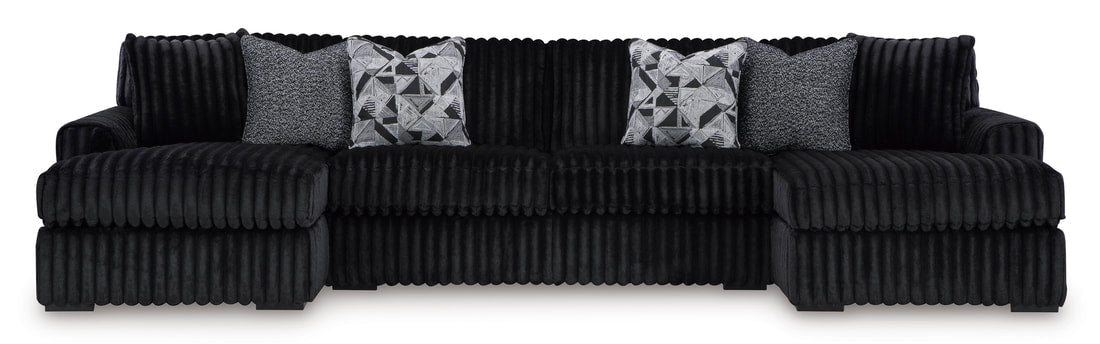 Ashley Black Double Chaise Oversized Sectional