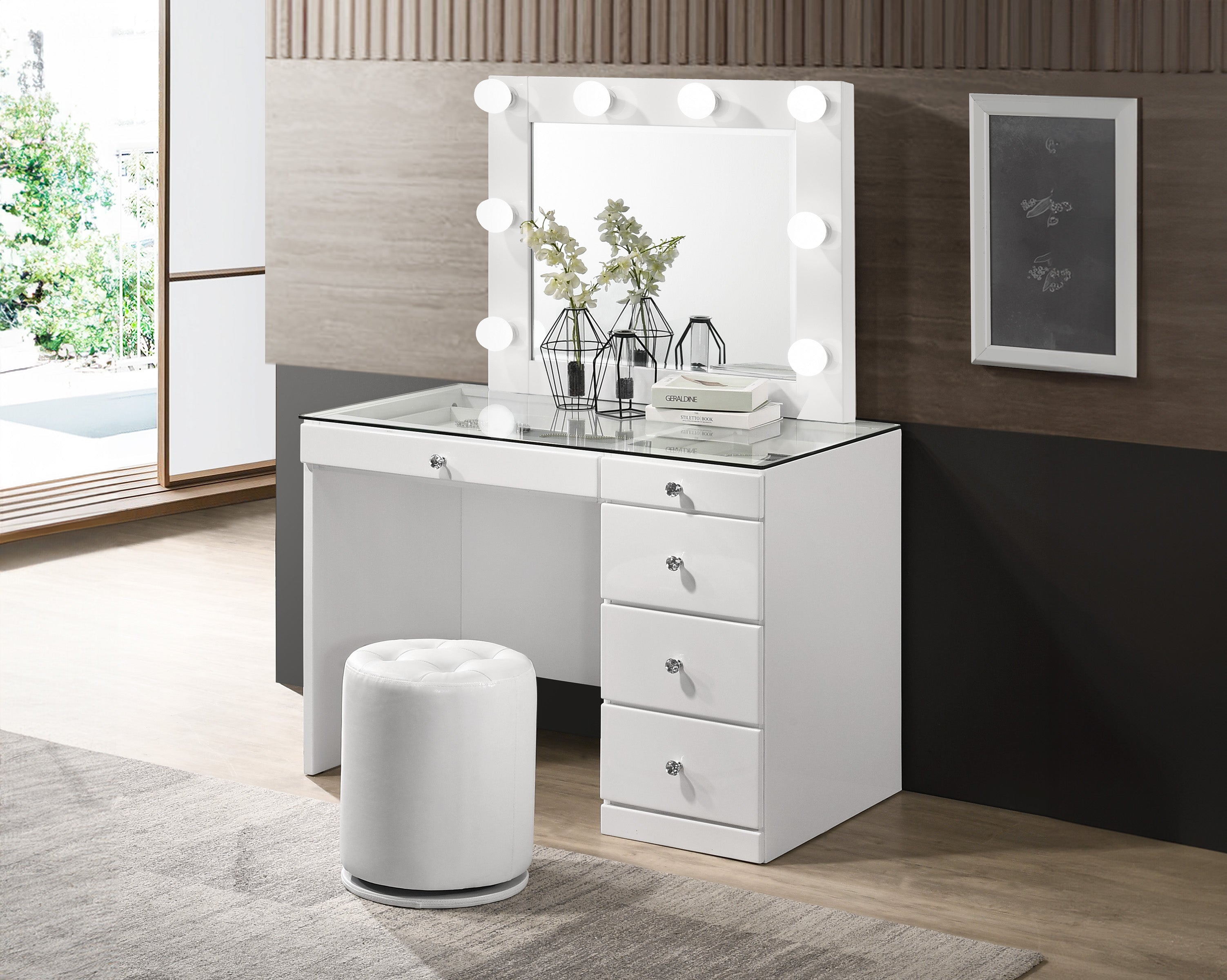 modern white gloss dressing table White High Gloss Dressing Table with Drawer and Curved Edges - Lexi