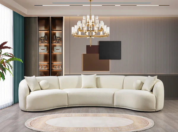Bonita Ivory Boucle 3 Piece Curved Sectional