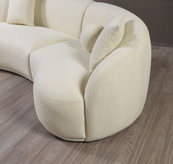 Bonita Ivory Boucle 3 Piece Curved Sectional