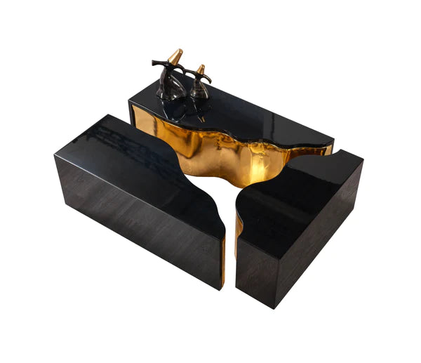 Dream Wood Black and Gold 3-Piece Coffee Table