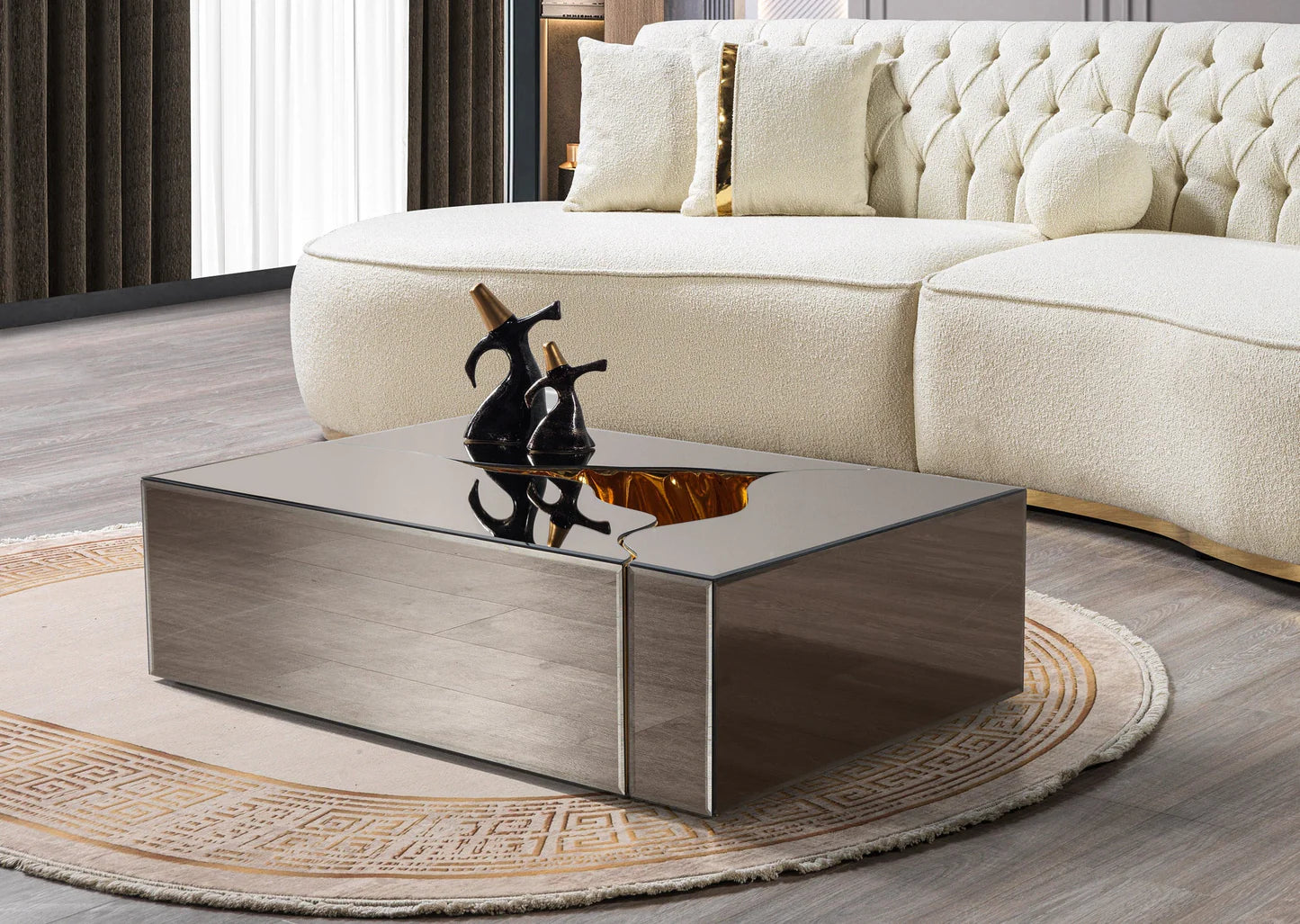 Dream Glass Bronze/Gold 3-Piece Coffee Table, image size:1445x1027