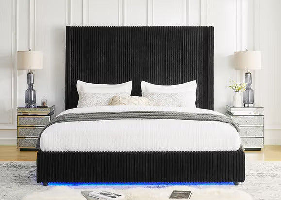 Belinda Black Platform Bed Frame w/LED Lights