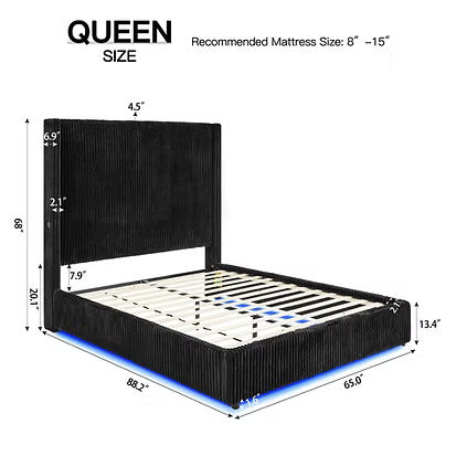 Belinda Black Platform Bed Frame w/LED Lights