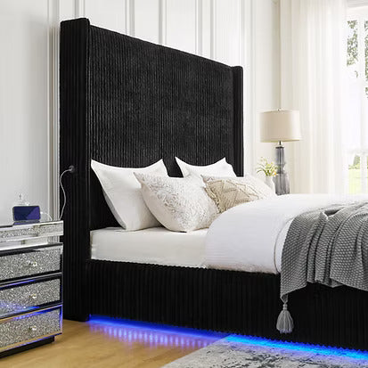 Belinda Black Platform Bed Frame w/LED Lights