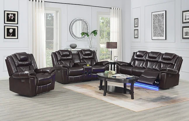 Party Time 3Pcs Brown Recliner Set