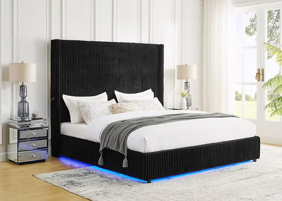 Belinda Black Platform Bed Frame w/LED Lights