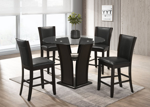 Orlando - Black Pub Table + 4 Chair Set