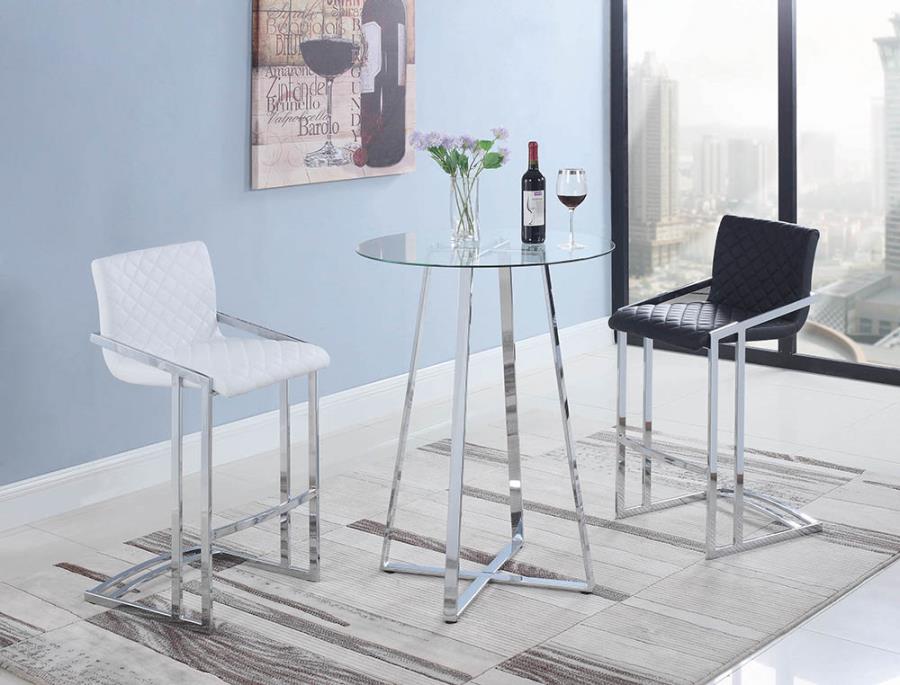 Glass Top Bar Table Chrome