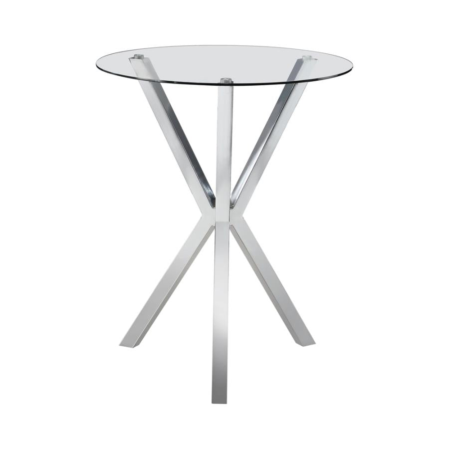 Round Glass Top Bar Table Chrome