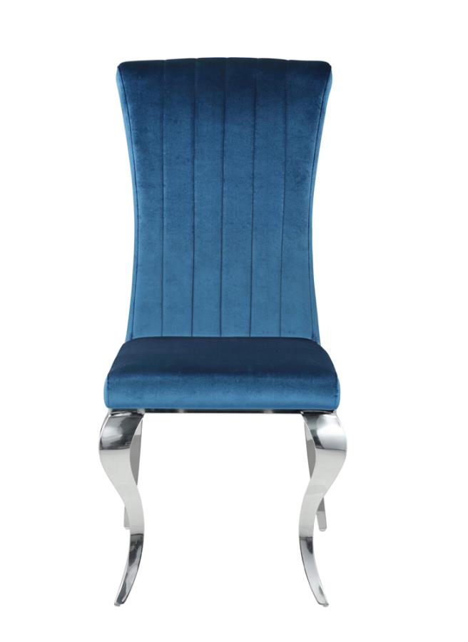 Carone Upholstered Side Chairs Teal and Chrome