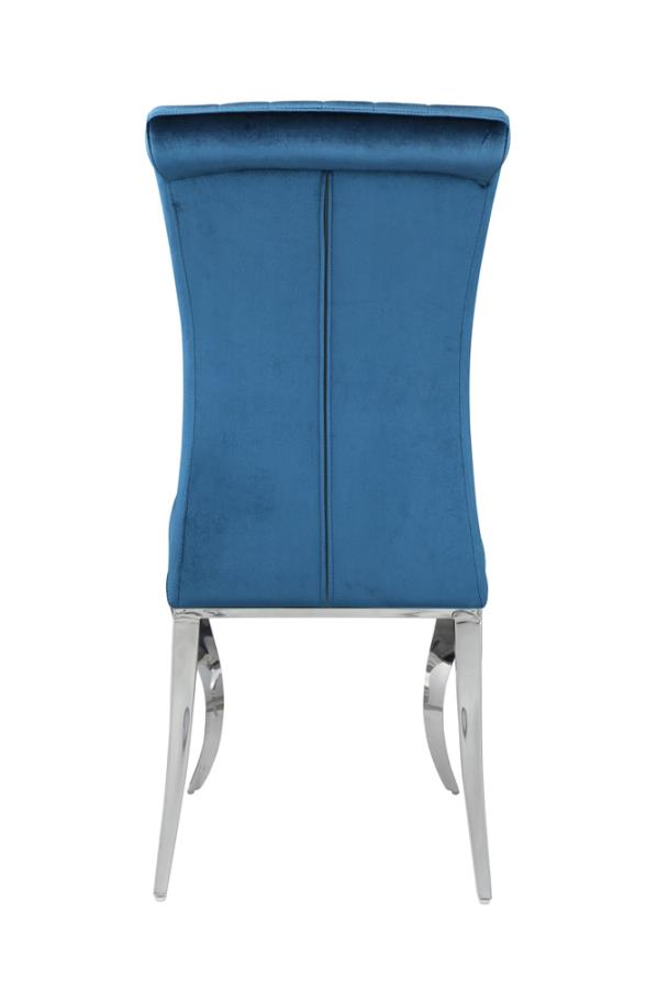 Carone Upholstered Side Chairs Teal and Chrome