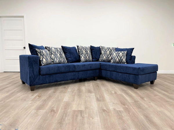 Blue Chenille Fabric LAF Sectional