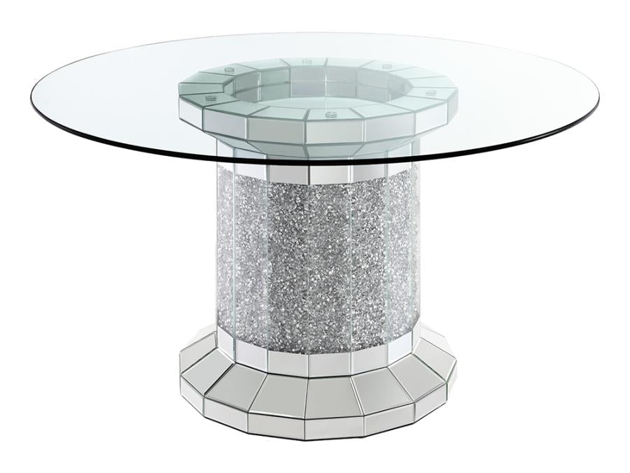 Ellie 5-piece Mirrored Pedestal Dining Table Set