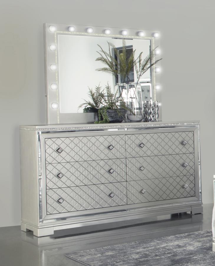 Eleanor Rectangular 6-drawer Dresser Metallic Eleanor Rectangular 6-drawer Dresser Metallic