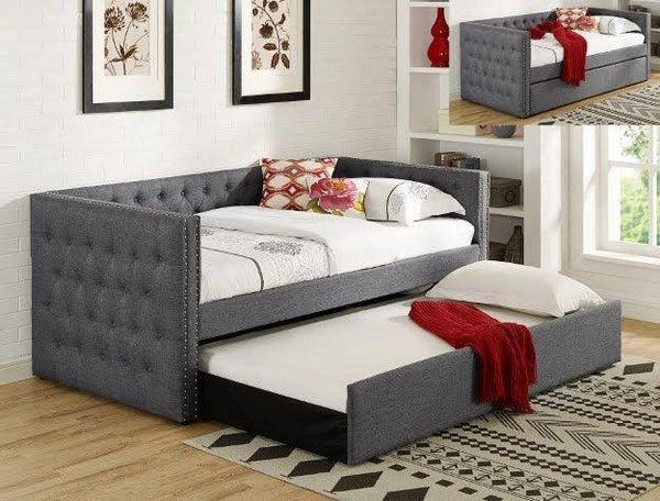 Trina Grey Fabric Trundle Daybed