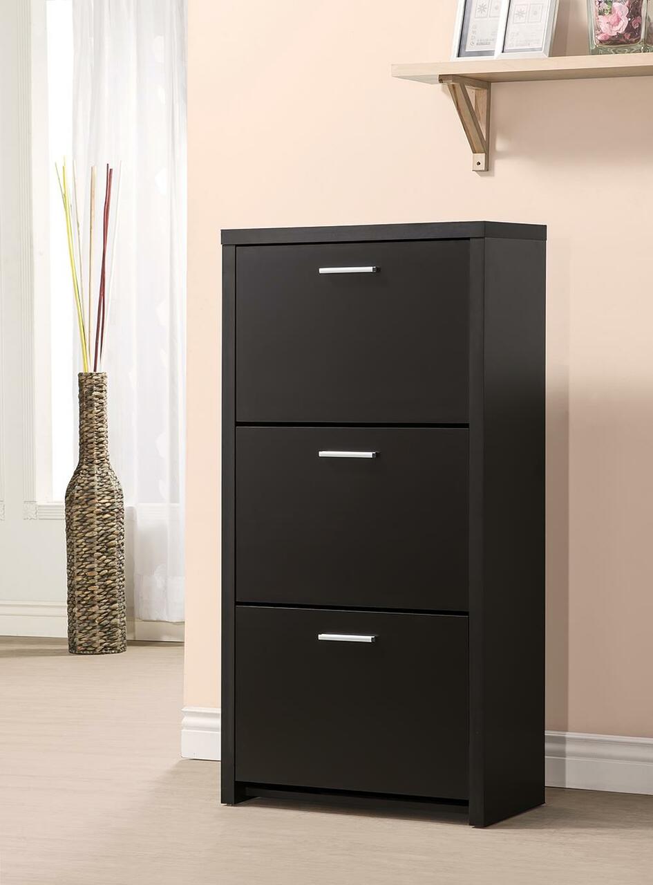 Coaster 3 Drawer Shoe Cabinet, Black Coaster 3 Drawer Shoe Cabinet, Black