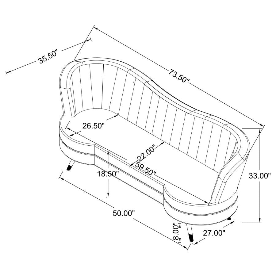 Sophia Upholstered Living Room Set with Camel Back - Grey and Gold