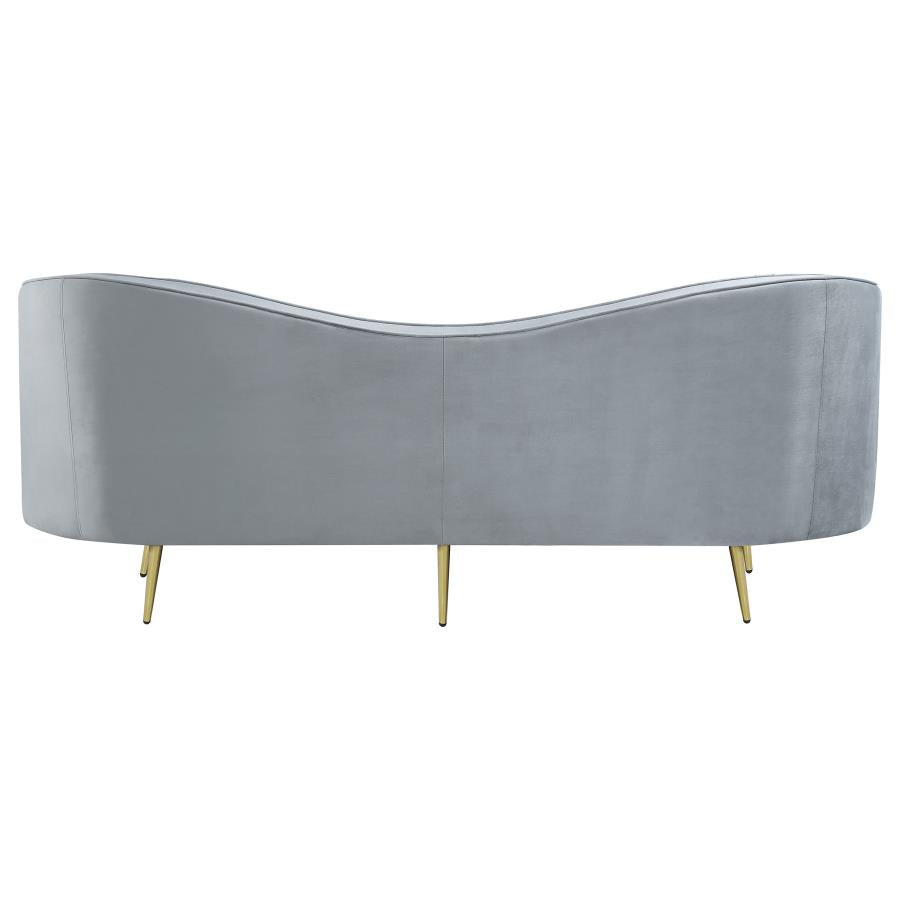 Sophia Upholstered Living Room Set with Camel Back - Grey and Gold