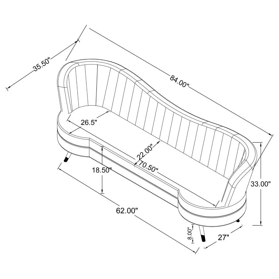 Sophia Upholstered Living Room Set with Camel Back - Grey and Gold