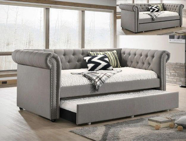 Ellie Grey Fabric Trundle Daybed
