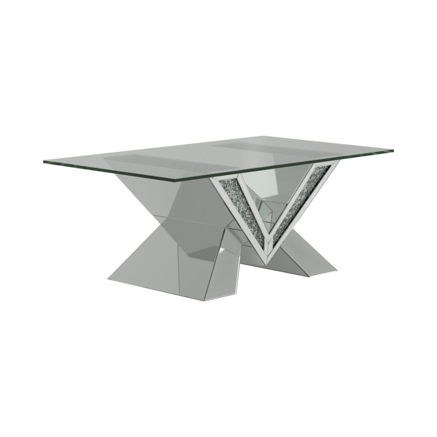 Caldwell V-shaped Coffee Table with Glass Top Silver