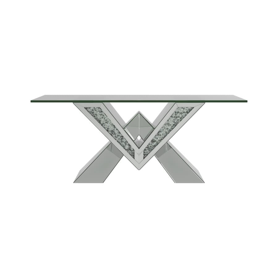 Caldwell V-shaped Coffee Table with Glass Top Silver