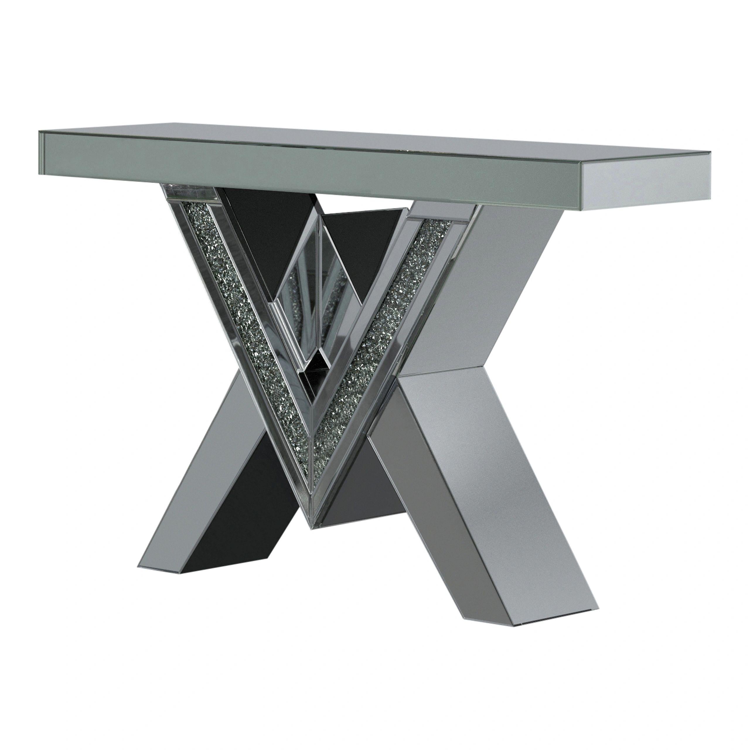 Crushed Glass V-Shape Mirrored Console Table