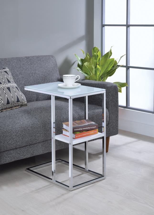 1-shelf Accent Table Chrome and White