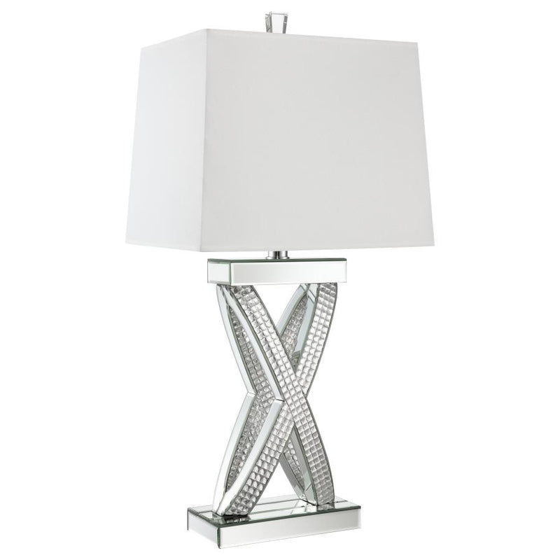 Table Lamp with Square Shade White and Mirror