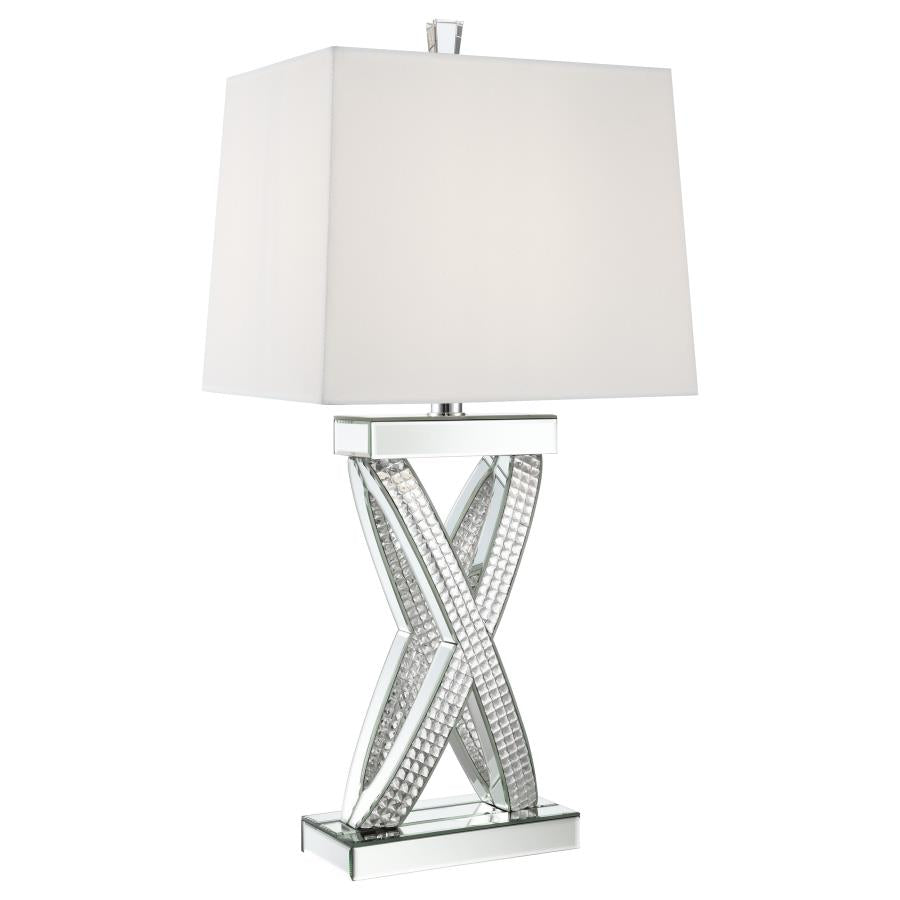 Table Lamp with Square Shade White and Mirror