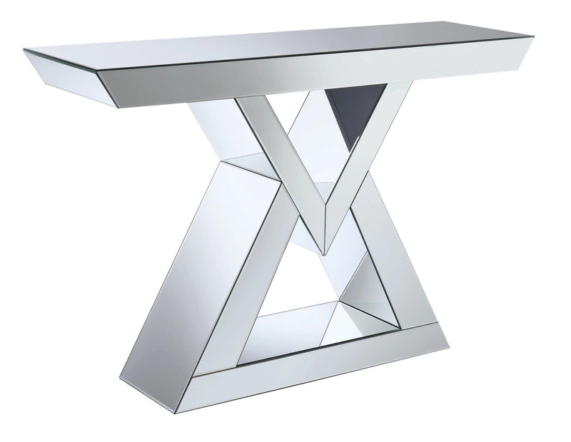 Triangle Mirrored Console Table