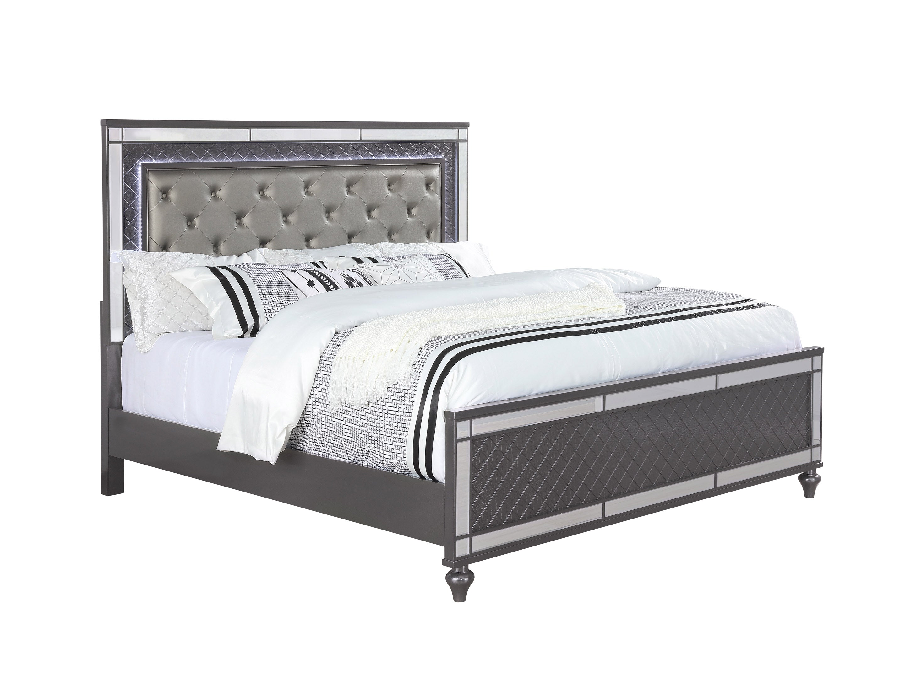 Refino Dark Gray LED Bedroom Set Collection