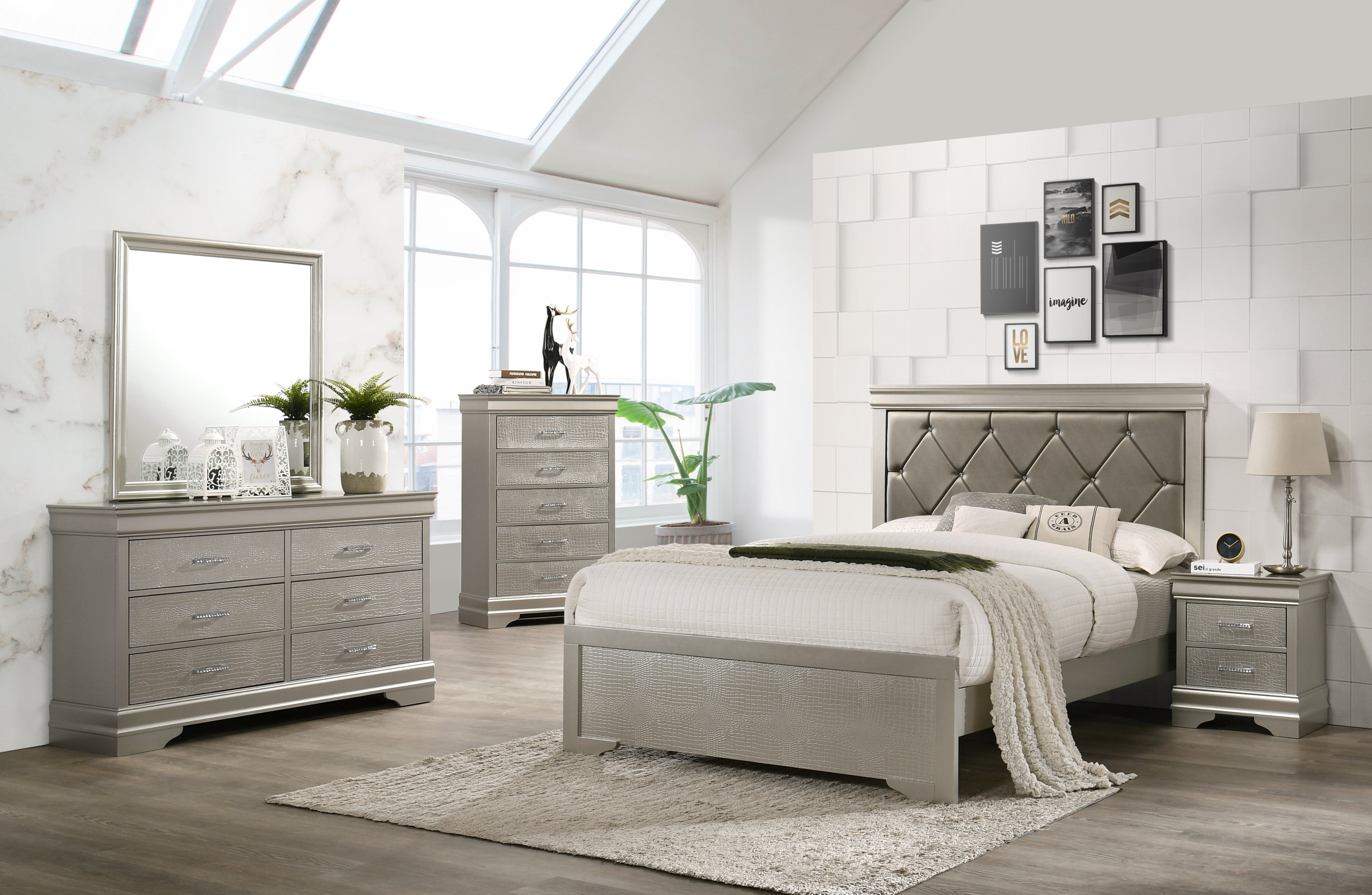 Amalia Champagne Bedroom Set Collection