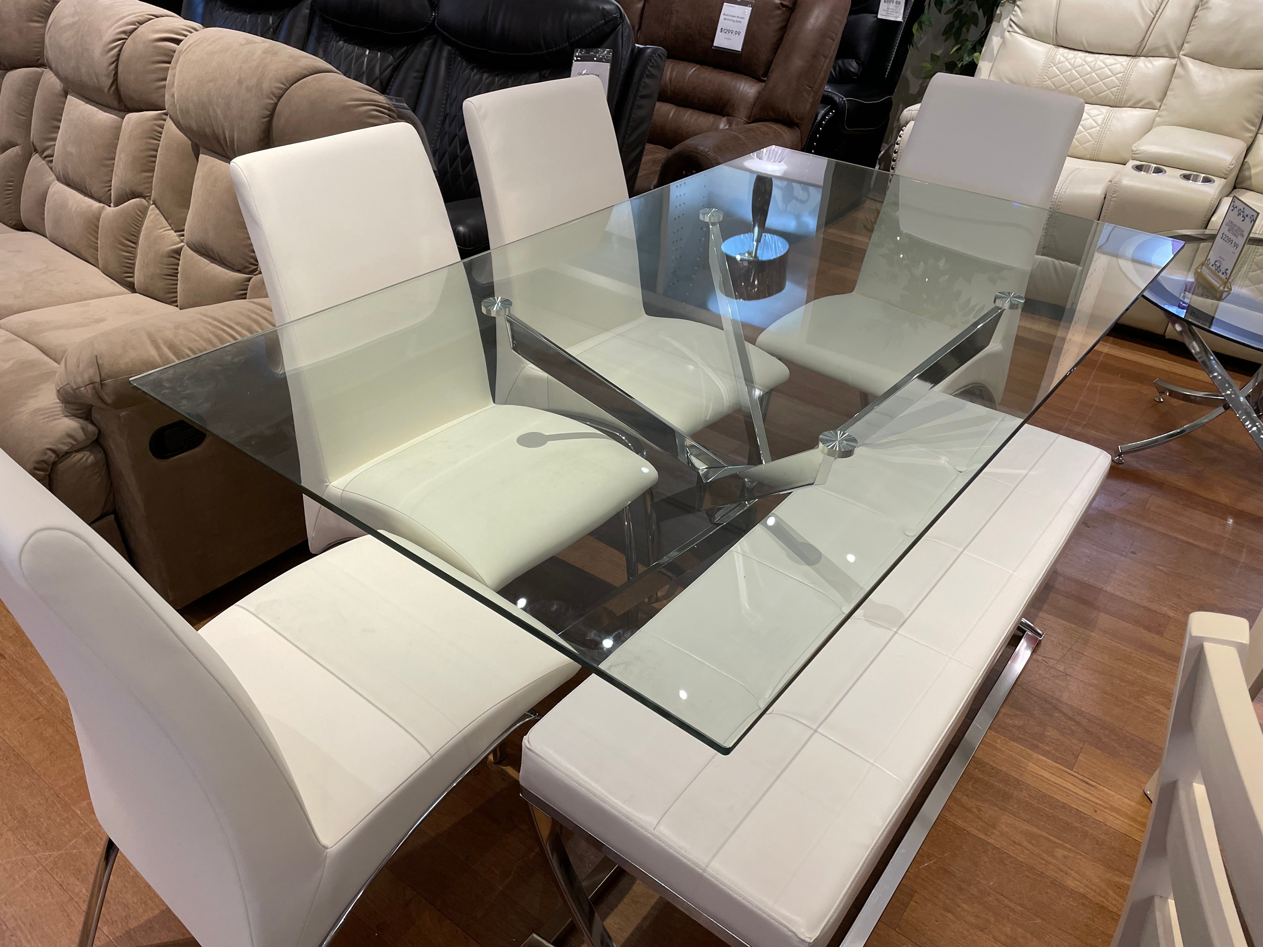 Carmelo X-shaped Dining Set Chrome and Clear