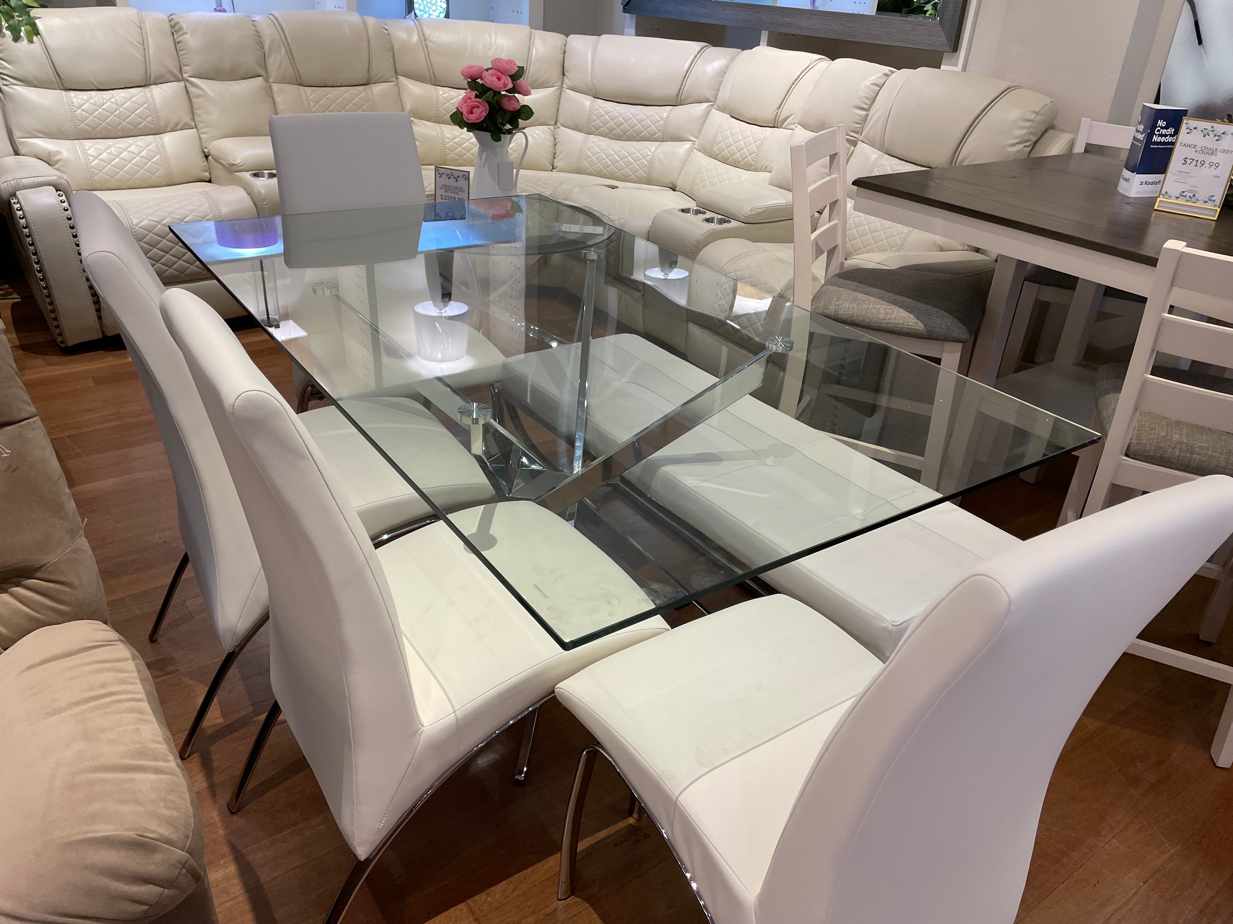 Carmelo X-shaped Dining Set Chrome and Clear