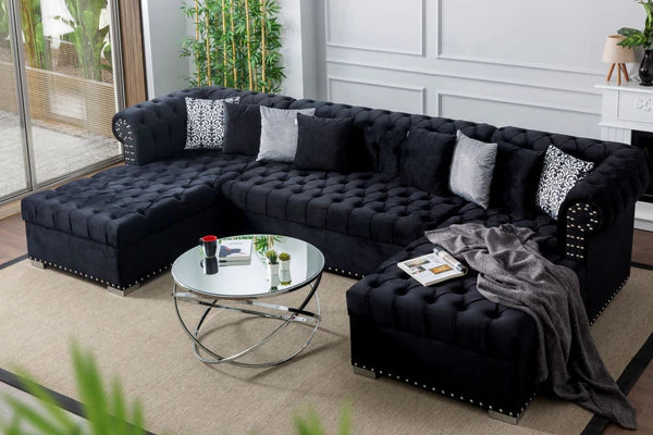 Tufted double store chaise sectional