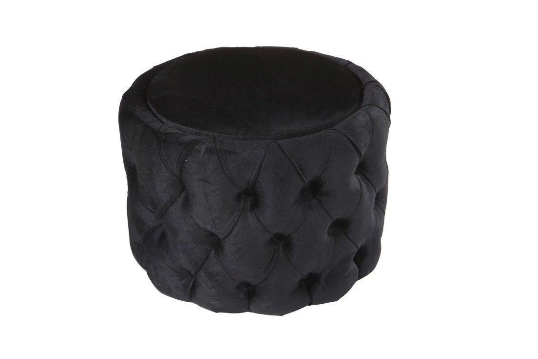 Viss Black Velvet Ottoman Stool
